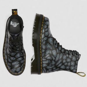 NWOT JADON BOOT LEOPARD PRINT PLATFORMS BLACK FLORAL MASH UP K HYDRO Sz 7